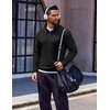 COOFANDY Men’s Quarter Zip Pullover Long Sleeve Sweatshirts for Men Casual Mock Neck Fleece Shirts(Black)