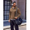 COOFANDY Men’s Quarter Zip Pullover Long Sleeve Sweatshirts for Men Casual Mock Neck Fleece Shirts(Brown)