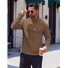 COOFANDY Men’s Quarter Zip Pullover Long Sleeve Sweatshirts for Men Casual Mock Neck Fleece Shirts(Brown)