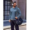 COOFANDY Men’s Quarter Zip Pullover Long Sleeve Sweatshirts for Men Casual Mock Neck Fleece Shirts(Dark Blue)
