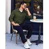 COOFANDY Men’s Quarter Zip Pullover Long Sleeve Sweatshirts for Men Casual Mock Neck Fleece Shirts(Dark Green)