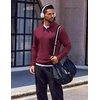 COOFANDY Men’s Quarter Zip Pullover Long Sleeve Sweatshirts for Men Casual Mock Neck Fleece Shirts(Dark Red)