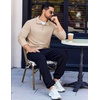 COOFANDY Men’s Quarter Zip Pullover Long Sleeve Sweatshirts for Men Casual Mock Neck Fleece Shirts(Khaki)
