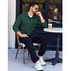 COOFANDY Men’s Quarter Zip Pullover Long Sleeve Sweatshirts for Men Casual Mock Neck Fleece Shirts(Lake Green)
