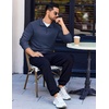 COOFANDY Men’s Quarter Zip Pullover Long Sleeve Sweatshirts for Men Casual Mock Neck Fleece Shirts(Navy Blue)