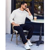 COOFANDY Men’s Quarter Zip Pullover Long Sleeve Sweatshirts for Men Casual Mock Neck Fleece Shirts(White)