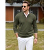 COOFANDY Mens Quarter Zip Sweater Casual Slim Fit Mock Neck Knit Pullover(Army Green)