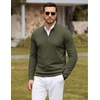 COOFANDY Mens Quarter Zip Sweater Casual Slim Fit Mock Neck Knit Pullover(Army Green)