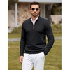 COOFANDY Mens Quarter Zip Sweater Casual Slim Fit Mock Neck Knit Pullover(Black)