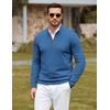 COOFANDY Mens Quarter Zip Sweater Casual Slim Fit Mock Neck Knit Pullover(Blue)