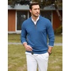 COOFANDY Mens Quarter Zip Sweater Casual Slim Fit Mock Neck Knit Pullover(Blue)