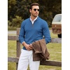 COOFANDY Mens Quarter Zip Sweater Casual Slim Fit Mock Neck Knit Pullover(Blue)