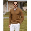 COOFANDY Mens Quarter Zip Sweater Casual Slim Fit Mock Neck Knit Pullover(Brown)