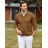 COOFANDY Mens Quarter Zip Sweater Casual Slim Fit Mock Neck Knit Pullover(Brown)