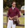 COOFANDY Mens Quarter Zip Sweater Casual Slim Fit Mock Neck Knit Pullover(Burgundy)