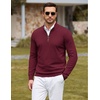 COOFANDY Mens Quarter Zip Sweater Casual Slim Fit Mock Neck Knit Pullover(Burgundy)