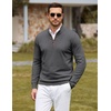 COOFANDY Mens Quarter Zip Sweater Casual Slim Fit Mock Neck Knit Pullover(Dark Gray)
