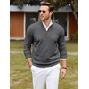 COOFANDY Mens Quarter Zip Sweater Casual Slim Fit Mock Neck Knit Pullover(Dark Gray)