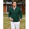 COOFANDY Mens Quarter Zip Sweater Casual Slim Fit Mock Neck Knit Pullover(Dark Green)