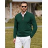 COOFANDY Mens Quarter Zip Sweater Casual Slim Fit Mock Neck Knit Pullover(Dark Green)