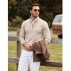 COOFANDY Mens Quarter Zip Sweater Casual Slim Fit Mock Neck Knit Pullover(Khaki)