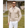 COOFANDY Mens Quarter Zip Sweater Casual Slim Fit Mock Neck Knit Pullover(Khaki)