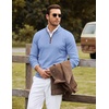 COOFANDY Mens Quarter Zip Sweater Casual Slim Fit Mock Neck Knit Pullover(Light Blue)