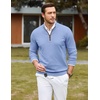 COOFANDY Mens Quarter Zip Sweater Casual Slim Fit Mock Neck Knit Pullover(Light Blue)
