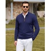 COOFANDY Mens Quarter Zip Sweater Casual Slim Fit Mock Neck Knit Pullover(Navy Blue)