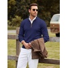 COOFANDY Mens Quarter Zip Sweater Casual Slim Fit Mock Neck Knit Pullover(Navy Blue)