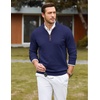 COOFANDY Mens Quarter Zip Sweater Casual Slim Fit Mock Neck Knit Pullover(Navy Blue)