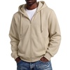 COOFANDY Men Full Zip Hoodie Fleece Zipper Sweatshirt Casual Hooded Jacket(Khaki)