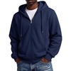 COOFANDY Men Full Zip Hoodie Fleece Zipper Sweatshirt Casual Hooded Jacket(Navy Blue)