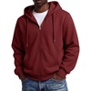 COOFANDY Men Full Zip Hoodie Fleece Zipper Sweatshirt Casual Hooded Jacket(Wine Red)
