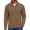 COOFANDY Men’s Quarter Zip Pullover Long Sleeve Sweatshirts for Men Casual Mock Neck Fleece Shirts(Brown)