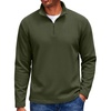 COOFANDY Men’s Quarter Zip Pullover Long Sleeve Sweatshirts for Men Casual Mock Neck Fleece Shirts(Dark Green)
