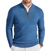 COOFANDY Mens Quarter Zip Sweater Casual Slim Fit Mock Neck Knit Pullover(Blue)