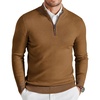 COOFANDY Mens Quarter Zip Sweater Casual Slim Fit Mock Neck Knit Pullover(Brown)