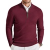 COOFANDY Mens Quarter Zip Sweater Casual Slim Fit Mock Neck Knit Pullover(Burgundy)