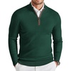 COOFANDY Mens Quarter Zip Sweater Casual Slim Fit Mock Neck Knit Pullover(Dark Green)