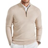 COOFANDY Mens Quarter Zip Sweater Casual Slim Fit Mock Neck Knit Pullover(Khaki)