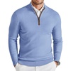 COOFANDY Mens Quarter Zip Sweater Casual Slim Fit Mock Neck Knit Pullover(Light Blue)