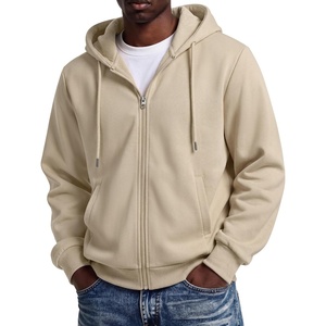COOFANDY Men Full Zip Hoodie Fleece Zipper Sweatshirt Casual Hooded Jacket(Khaki)