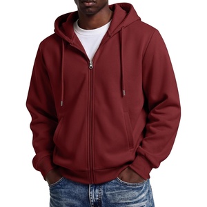 COOFANDY Men Full Zip Hoodie Fleece Zipper Sweatshirt Casual Hooded Jacket(Wine Red)