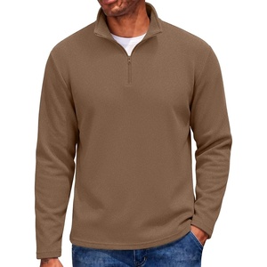 COOFANDY Men’s Quarter Zip Pullover Long Sleeve Sweatshirts for Men Casual Mock Neck Fleece Shirts(Brown)