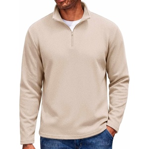 COOFANDY Men’s Quarter Zip Pullover Long Sleeve Sweatshirts for Men Casual Mock Neck Fleece Shirts(Khaki)