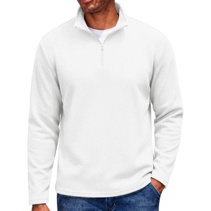 COOFANDY Men’s Quarter Zip Pullover Long Sleeve Sweatshirts for Men Casual Mock Neck Fleece Shirts(White)