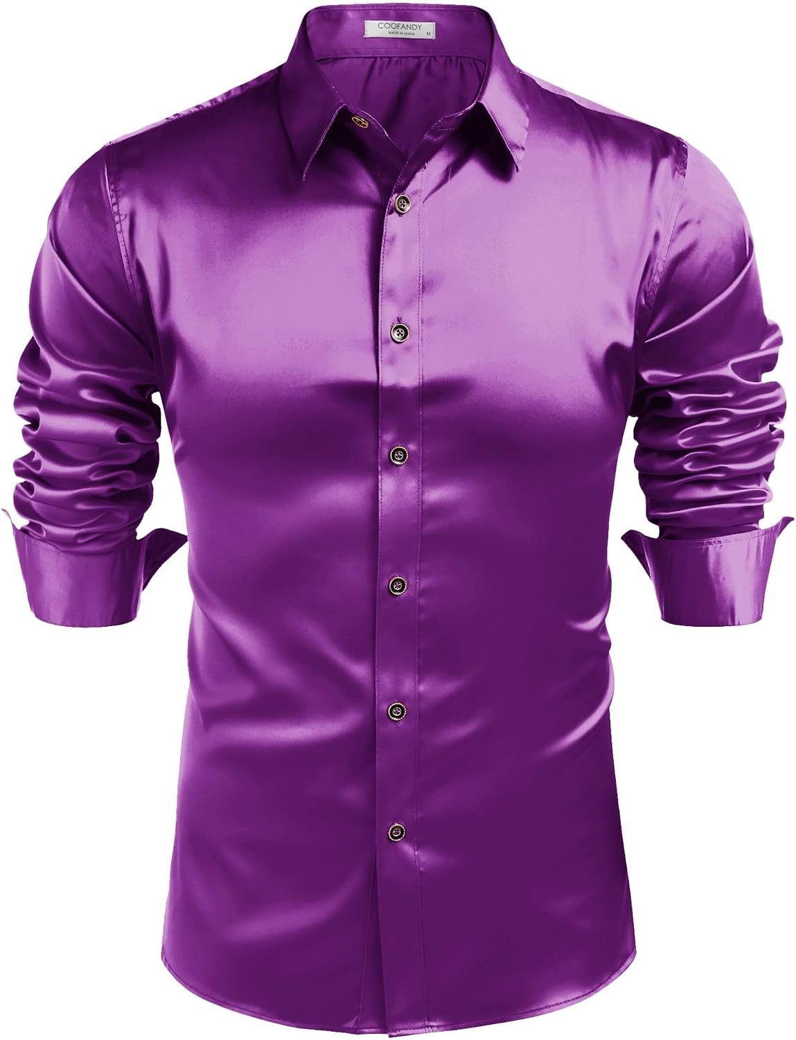 image:imageCOOFANDY Mens Satin Dress Shirts Long Sleeve Shiny Button Down ShirtPurple
