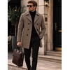 COOFANDY Men’s Double Breasted Pea Coat Winter Overcoat Short Trench Coat Notched Collar(Brown Plaid)