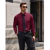 COOFANDY Men’s Dress Shirts Long Sleeve Wrinkle Free Stretch Button Down Shirts Formal Business Shirts(Dark Red)